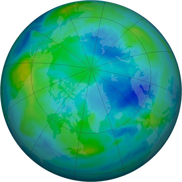 Arctic ozone map for 17 October 1996